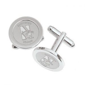 Northwestern Wildcats Mascot Design Silver Medallion Cufflinks
