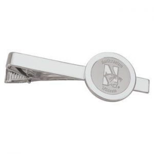 Northwestern Wildcats Mascot Design Silver Medallion Tie Bar