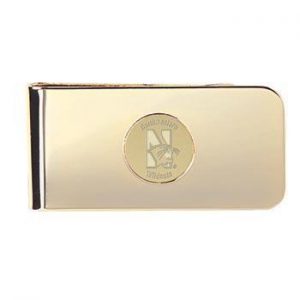 Northwestern Wildcats Mascot Design Gold Medallion Money Clip