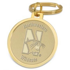 Northwestern Wildcats Mascot Design Gold Medallion Key Ring