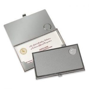 Northwestern Wildcats Mascot Design Silver Medallion Business Card Case