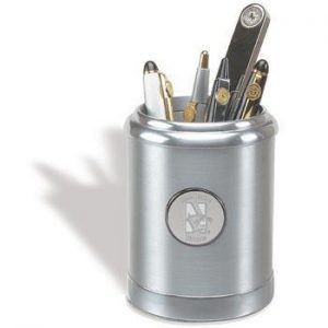 Northwestern Wildcats Mascot Design Silver Medallion Galaxy Pencil Holder