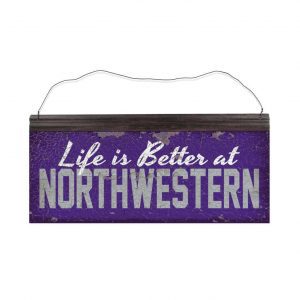 Northwestern Wildcats Rectangular Vintage Tin Sign with "Life is Better at Northwestern" Design
