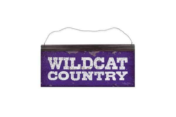 Northwestern Wildcats Rectangular Vintage Tin Sign with "Wildcat Country" Design