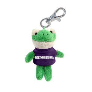 Northwestern University Wildcats Plush Keychain of a Frog Wearing a Purple Northwestern Tee Shirt