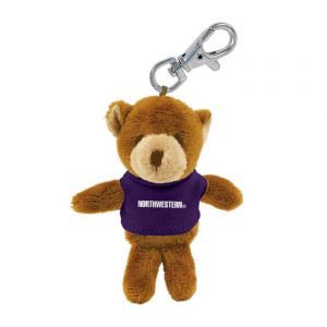 Northwestern University Wildcats Plush Keychain of a Bear Wearing a Purple Northwestern Tee Shirt