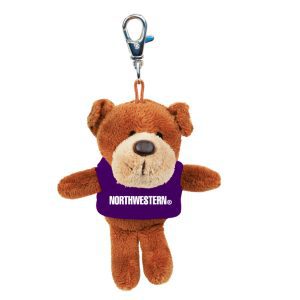 Northwestern Wildcats Plush Keychain of a Dog Wearing a Purple Northwestern Tee Shirt