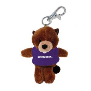 Northwestern University Wildcats Plush Keychain of a Beaver Wearing a Purple Northwestern Tee Shirt