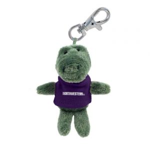 Northwestern University Wildcats Plush Keychain of a Gator Wearing a Purple Northwestern Tee Shirt
