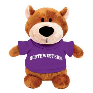 Northwestern Wildcats Bean Bag Buddy Bear Wearing a Purple Northwestern Tee Shirt