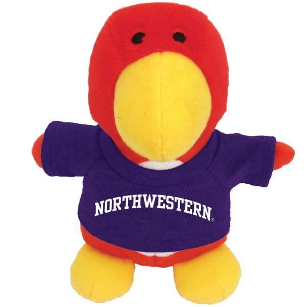 Northwestern Wildcats Bean Bag Buddy Cardinal Wearing a Purple Northwestern Tee Shirt