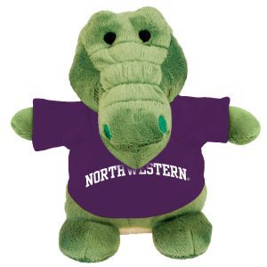 Northwestern Wildcats Bean Bag Buddy Gator Wearing a Purple Northwestern Tee Shirt