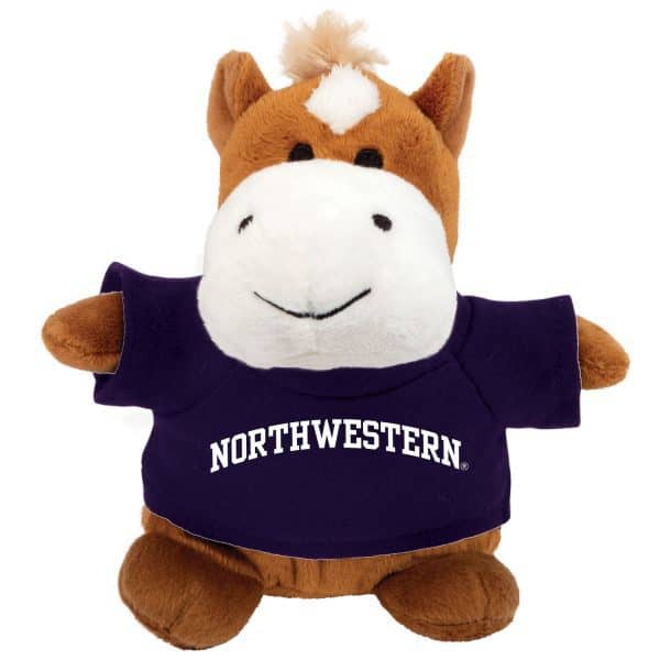 Northwestern Wildcats Bean Bag Buddy Horse Wearing a Purple Northwestern Tee Shirt