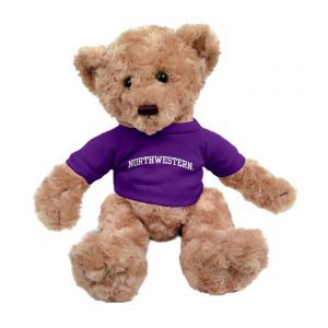 Northwestern Wildcats Tan Dexter Wearing Purple "Northwestern" Tee Shirt  