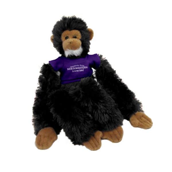Northwestern Wildcats Black Manny The Monkey Wearing Purple "Somebody From Northwestern Loves Me" Tee Shirt