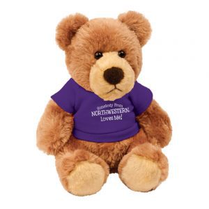 Northwestern Wildcats Teddy Bear Barney Wearing Purple "Somebody From Northwestern Loves Me" Tee Shirt    