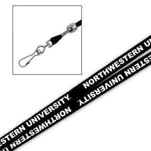 Northwestern Wildcats 5/8" Black Lanyard Printed with White "Northwestern University"