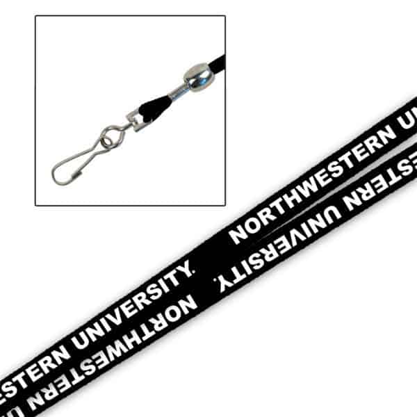 Northwestern Wildcats 5/8" Black Lanyard Printed with White "Northwestern University"