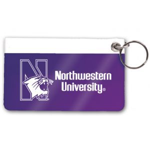Northwestern Wildcats Purple & White  Vynil I.D. Holder Key Chain with Printed "N-Cat Northwestern University"