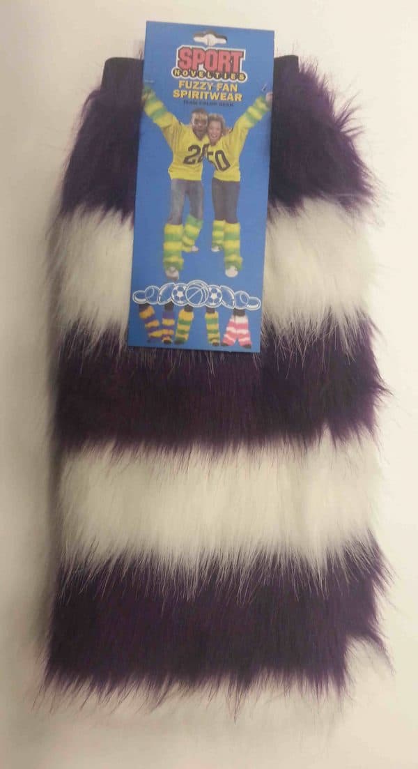 Purple/White Fuzzy Fan Spirit Legwarmers