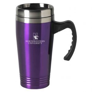 Northwestern Wildcats Laser Engraved Purple 16oz Stainless-Steel Tumbler Mug with Handle & Mascot Design   