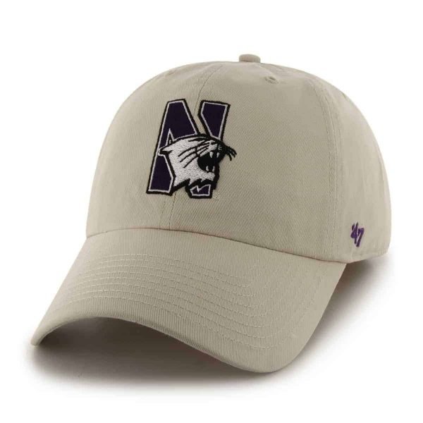 Northwestern Wildcats 47 Brand Almond Fitted Franchise Hat With N-Cat Design