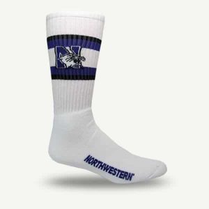Northwestern University Wildcats Youth White Flat Knit Crew Socks