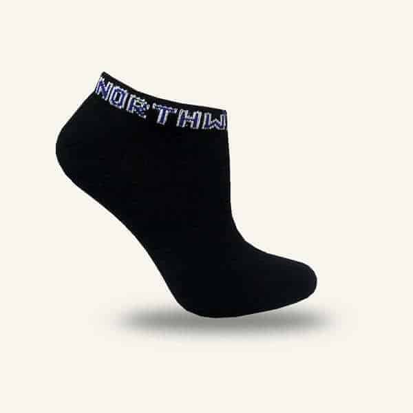 Northwestern University Wildcats Adult Black No Show Half Cushion Socks with Arch Support