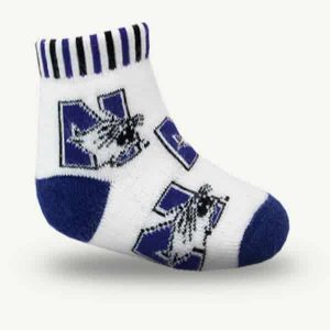 Northwestern University Wildcats Kids White Allover Print Full Cushion Knit Quarter Crew Socks
