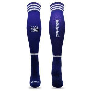 Northwestern University Wildcats Purple Half Cushion with Arch & Ankle Support Mesh Vented Leg Patterned Elastic Over The Calf Soccer Socks