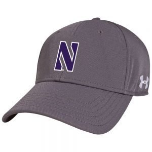 Northwestern University Wildcats Under Armour Grey Adjustable Velcro-back Hat with Stylized N Design
