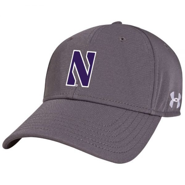 Northwestern University Wildcats Under Armour Grey Adjustable Velcro-back Hat with Stylized N Design