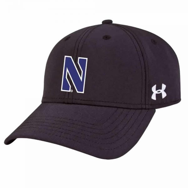 Northwestern University Wildcats Under Armour Black Adjustable Velcro-back Hat with Stylized N Design