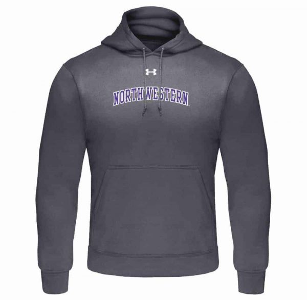 Northwestern University Wildcats Under Armour Graphite Fleece Hood with Printed Arched Northwestern Design