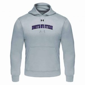Northwestern University Wildcats Under Armour Silver Fleece Hood with Printed Arched Northwestern Design