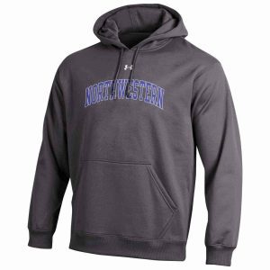Northwestern University Wildcats Under Armour Graphite Fleece Hood with Printed Arched Northwestern Design