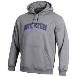 Northwestern University Wildcats Under Armour Grey Fleece Hood with Printed Arched Northwestern Design