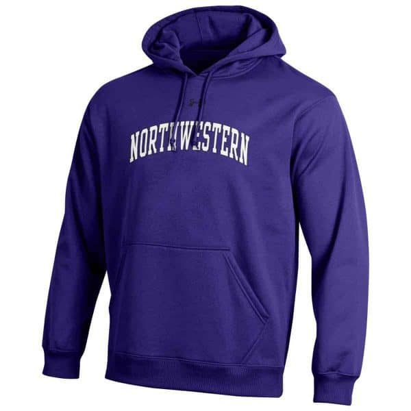 Northwestern University Wildcats Under Armour Purple Fleece Hood with Printed Arched Northwestern Design