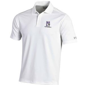 Northwestern University Wildcats Under Armour Solid White Polo Shirt with Left Chest N-Cat Northwestern Embroidery