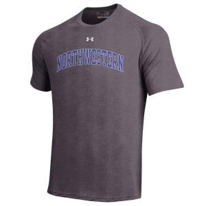 Northwestern University Wildcats Under Armour® Men's Tech Charcoal Short-Sleeve Tee Shirt with Printed Arched Northwestern Design