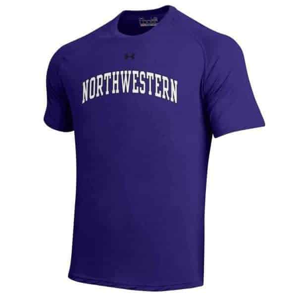 Northwestern University Wildcats Under Armour® Men's Tech Purple Short-Sleeve Tee Shirt with Printed Arched Northwestern Design