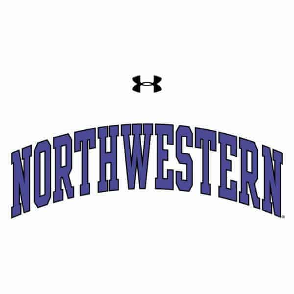 Northwestern University Wildcats Under Armour® Youth Tech White Short-Sleeve Tee Shirt with Printed Arched Northwestern Design