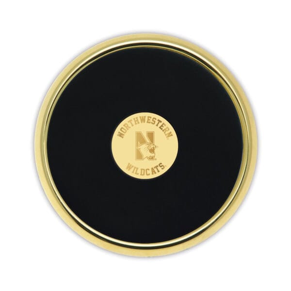 Northwestern University Wildcats Mascot Design Gold Medallion Gold Tone Coaster