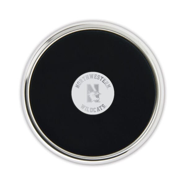 Northwestern University Wildcats Mascot Design Silver Medallion Silver Tone Coaster