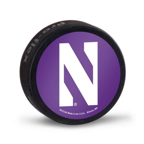 Northwestern Wildcats Hockey Puck with Stylized N Design