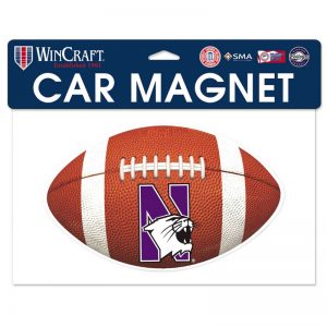 Northwestern Wildcats Flexible Magnet with N-Cat Printed on a Multicolor Image of a Football Ball 7.6" x 4.7"