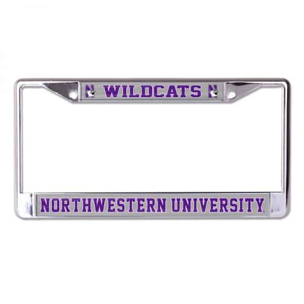Northwestern Wildcats Chrome License Plate Frame with Laser Color Frost-WILDCATS/NORTHWESTERN UNIVERSITY