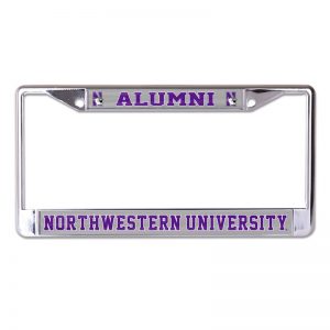Northwestern Wildcats Chrome License Plate Frame with Laser Color Frost-ALUMNI/NORTHWESTERN UNIVERSITY