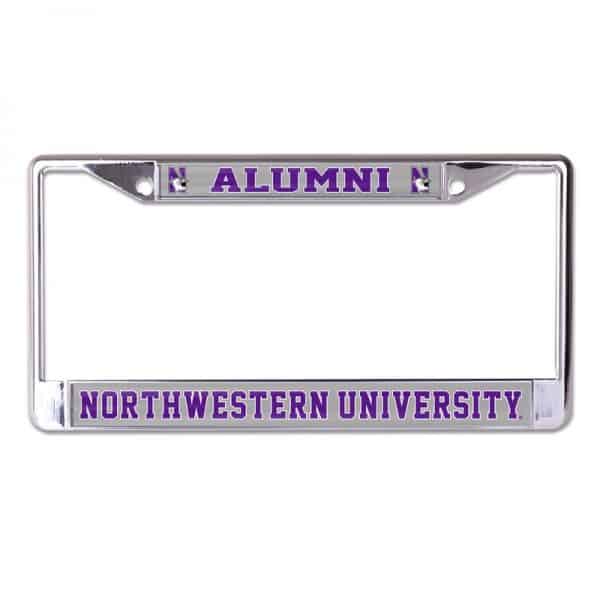 Northwestern Wildcats Chrome License Plate Frame with Laser Color Frost-ALUMNI/NORTHWESTERN UNIVERSITY