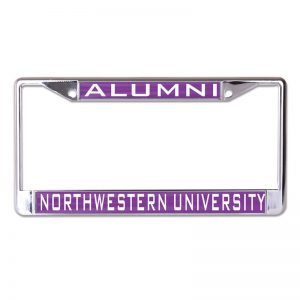 Northwestern University Wildcats Chrome License Plate Frame with Laser Cut Acrylic Purple Alumni Northwestern University Insert